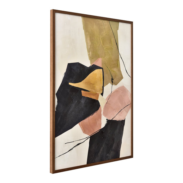 Moe's Home Anni Framed Painting - Vintage-inspired Abstract Art With Warm Tones And Elegant Brown Timber Frame Multicolor Acrylic Paint On Canvas,Brown Timber Frame Jq-1037-37