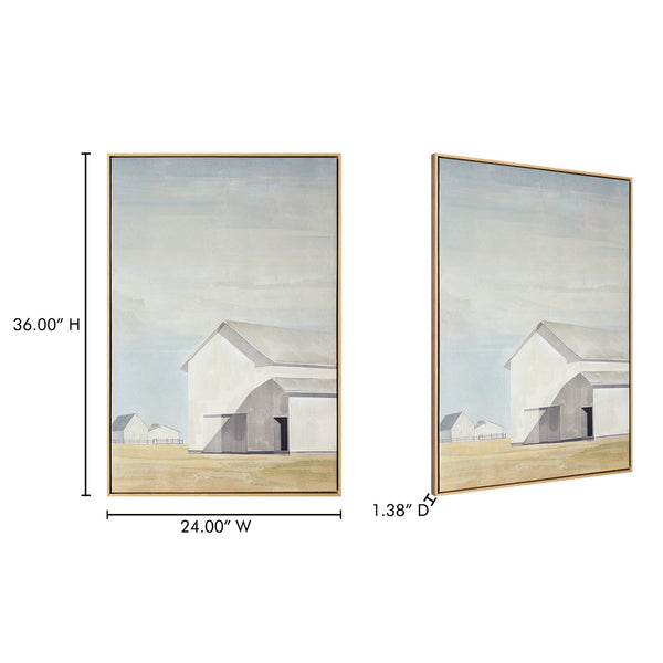 Moe's Home Gable Framed Painting - Serene Barn Artwork In Neutral Tones, Solid Wood Frame For Elegant Decor Multicolor Acrylic Paint On Canvas,Polyester Canvas Jq-1042-37