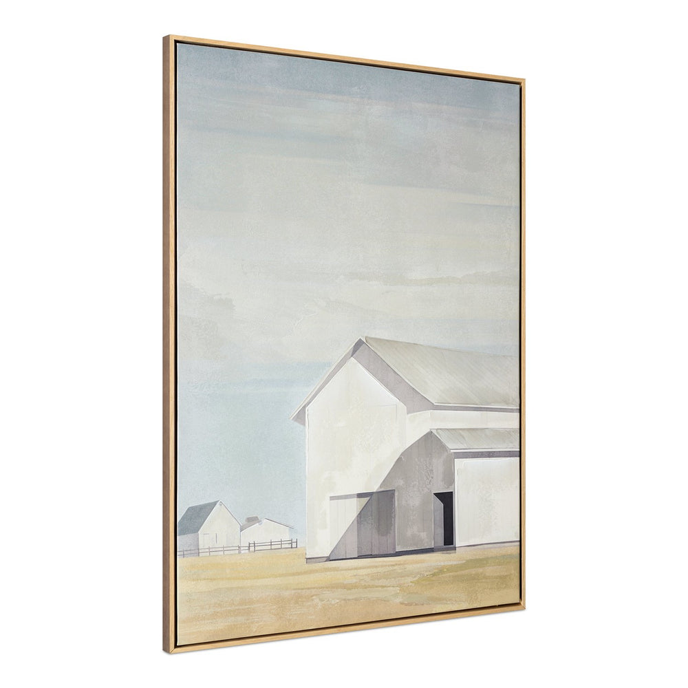 Moe's Home Gable Framed Painting - Serene Barn Artwork In Neutral Tones, Solid Wood Frame For Elegant Decor Multicolor Acrylic Paint On Canvas,Polyester Canvas Jq-1042-37