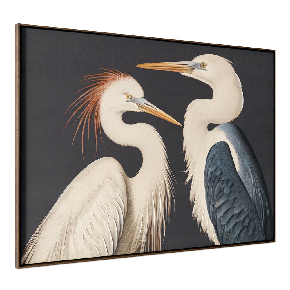 Moe's Home 2 Cranes Framed Painting - Elegant Art Deco Inspired Artwork On Canvas With Depth And Heritage Multicolor Acrylic Paint On Canvas,Polyester Canvas Jq-1043-37