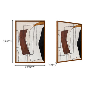 Moe's Home Voyager Framed Painting - A Modern Retro Masterpiece In Mustard Yellow And Deep Red For Stylish Decor Multicolor Acrylic Paint On Canvas,Polyester Canvas Jq-1046-37