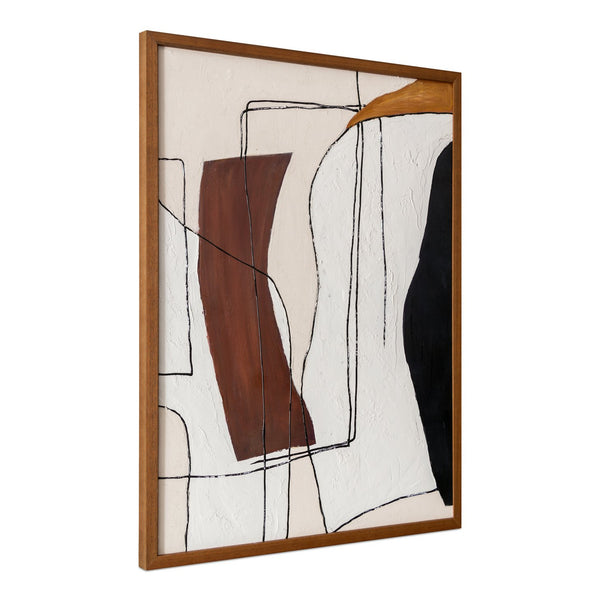 Moe's Home Voyager Framed Painting - A Modern Retro Masterpiece In Mustard Yellow And Deep Red For Stylish Decor Multicolor Acrylic Paint On Canvas,Polyester Canvas Jq-1046-37