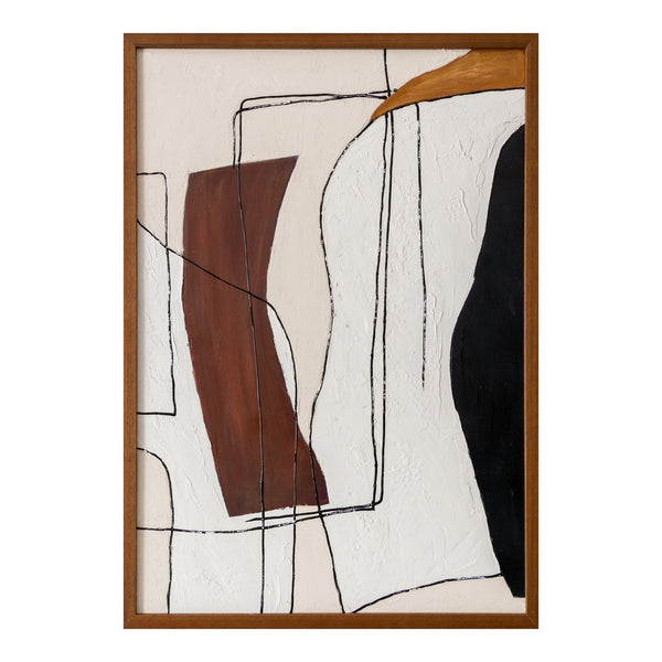 Moe's Home Voyager Framed Painting - A Modern Retro Masterpiece In Mustard Yellow And Deep Red For Stylish Decor Multicolor Acrylic Paint On Canvas,Polyester Canvas Jq-1046-37