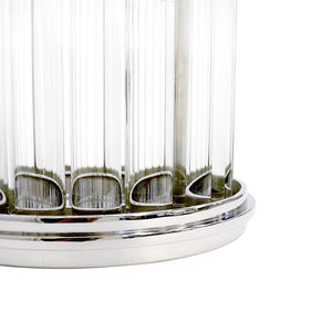 Pasargad Home Lucian Art Deco Lucite & Stainless Steel Hurricane - Stylish Accent For Any Room Clear Lucite & Stainless Steel Psab-684m