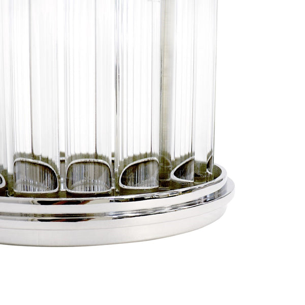 Pasargad Home Lucian Art Deco Lucite & Stainless Steel Hurricane - Stylish Accent For Any Room Clear Lucite & Stainless Steel Psab-684m