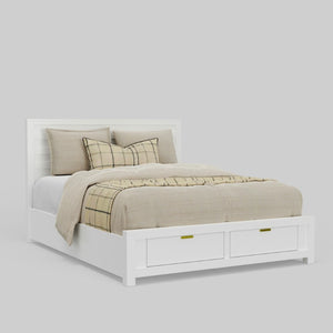 Alpine Furniture Carmel White California King Storage Bed With 2 Deep Drawers, Panel Headboard, Slat System, Modern Design JR-W-07CK