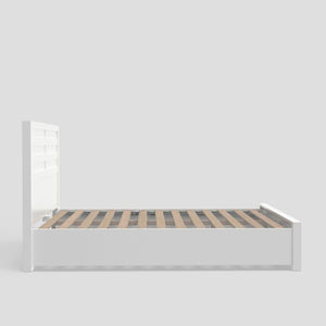 Alpine Furniture Carmel White California King Storage Bed With 2 Deep Drawers, Panel Headboard, Slat System, Modern Design JR-W-07CK
