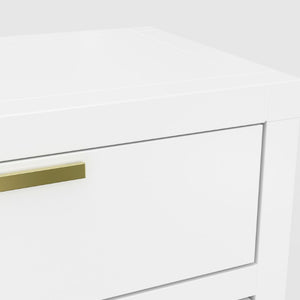 Alpine Furniture Carmel White 2-Drawer Nightstand — Compact Contemporary Bedside Table, Smooth Glides & Nickel Hardware JR-W-02