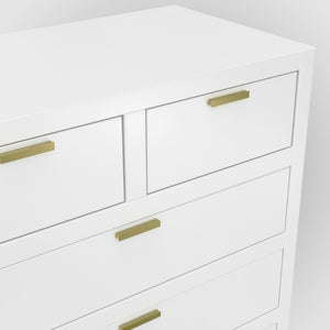 Alpine Furniture Carmel 6 Drawer Chest With Polished Nickel Hardware — Fully Assembled, Durable Solids & Veneers, Smooth Glides White JR-W-05