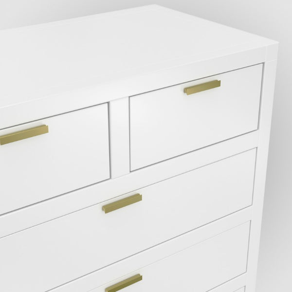 Alpine Furniture Carmel 6 Drawer Chest With Polished Nickel Hardware — Fully Assembled, Durable Solids & Veneers, Smooth Glides White JR-W-05