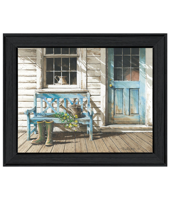 English Elm "cheerful Chores" Rossini Framed Canvas Art Black Wood Ready to Hang Wall Print B06788599