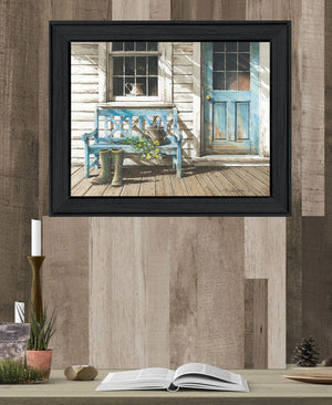 English Elm "cheerful Chores" Rossini Framed Canvas Art Black Wood Ready to Hang Wall Print B06788599