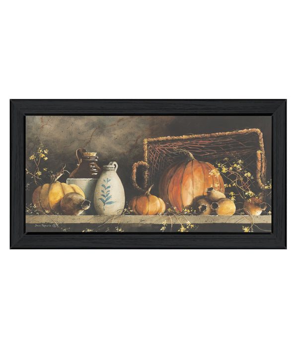 English Elm "pumpkin & Pods" Framed Botanical Art Print by John Rossini Solid Wood Black Frame B06788638