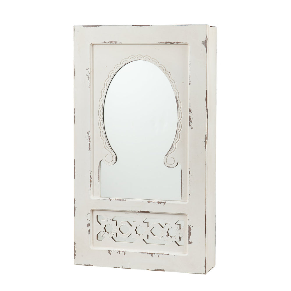 Safavieh Gilmore Vintage Wall Mounted Jewelry Armoire With Full Mirror And Felt Lined Storage JS5532