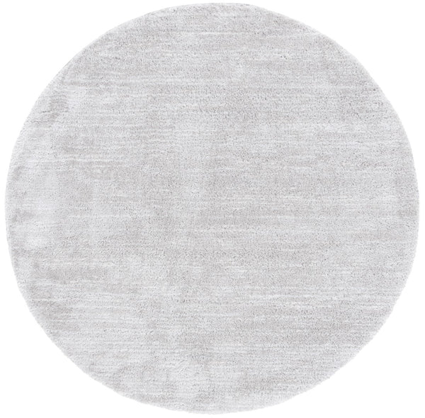 Safavieh Jasmine Shag 100 Power Loomed Shag & Flokati Rug Light Grey / Ivory 6'-7" x 6'-7" Round