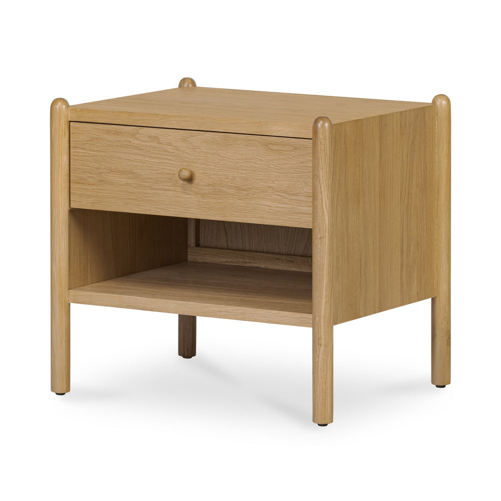 Moe's Home Billy Nightstand - Playful Oak Veneer Design With Unique Legs For Whimsical Bedroom Charm Natural Oak Veneer Over Mdf Frame,Solid Oak Leg And Handle Ju-1001-24