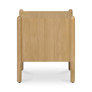 Moe's Home Billy Nightstand - Playful Oak Veneer Design With Unique Legs For Whimsical Bedroom Charm Natural Oak Veneer Over Mdf Frame,Solid Oak Leg And Handle Ju-1001-24
