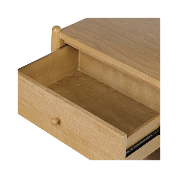 Moe's Home Billy Nightstand - Playful Oak Veneer Design With Unique Legs For Whimsical Bedroom Charm Natural Oak Veneer Over Mdf Frame,Solid Oak Leg And Handle Ju-1001-24