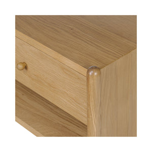 Moe's Home Billy Nightstand - Playful Oak Veneer Design With Unique Legs For Whimsical Bedroom Charm Natural Oak Veneer Over Mdf Frame,Solid Oak Leg And Handle Ju-1001-24