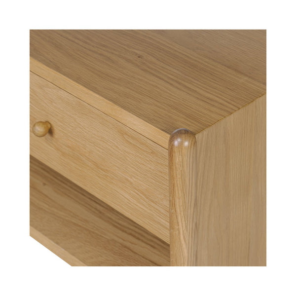 Moe's Home Billy Nightstand - Playful Oak Veneer Design With Unique Legs For Whimsical Bedroom Charm Natural Oak Veneer Over Mdf Frame,Solid Oak Leg And Handle Ju-1001-24