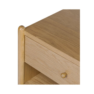 Moe's Home Billy Nightstand - Playful Oak Veneer Design With Unique Legs For Whimsical Bedroom Charm Natural Oak Veneer Over Mdf Frame,Solid Oak Leg And Handle Ju-1001-24