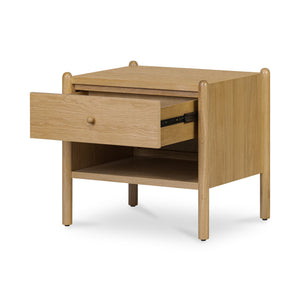 Moe's Home Billy Nightstand - Playful Oak Veneer Design With Unique Legs For Whimsical Bedroom Charm Natural Oak Veneer Over Mdf Frame,Solid Oak Leg And Handle Ju-1001-24