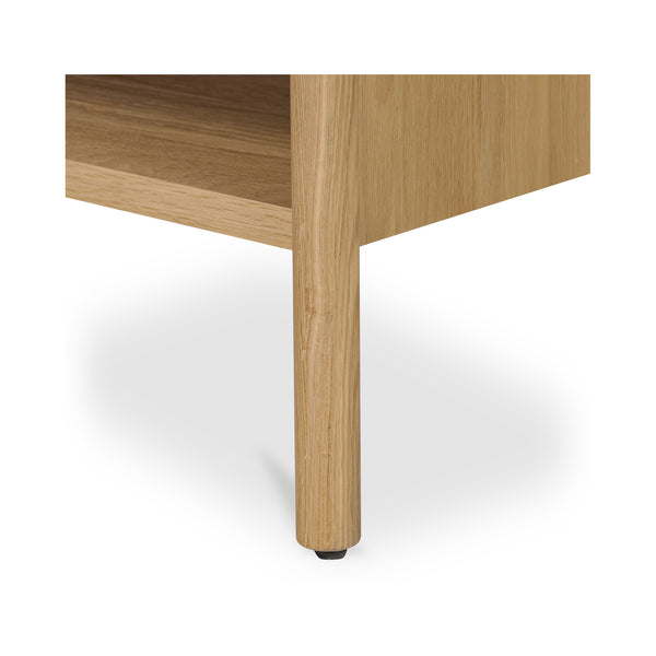 Moe's Home Billy Nightstand - Playful Oak Veneer Design With Unique Legs For Whimsical Bedroom Charm Natural Oak Veneer Over Mdf Frame,Solid Oak Leg And Handle Ju-1001-24
