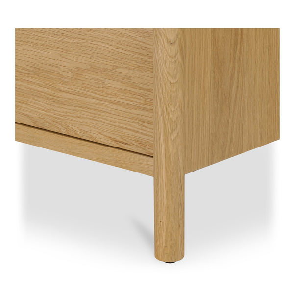 Moe's Home Billy Nightstand - Playful Oak Veneer Design With Unique Legs For Whimsical Bedroom Charm Natural Oak Veneer Over Mdf Frame,Solid Oak Leg And Handle Ju-1002-24