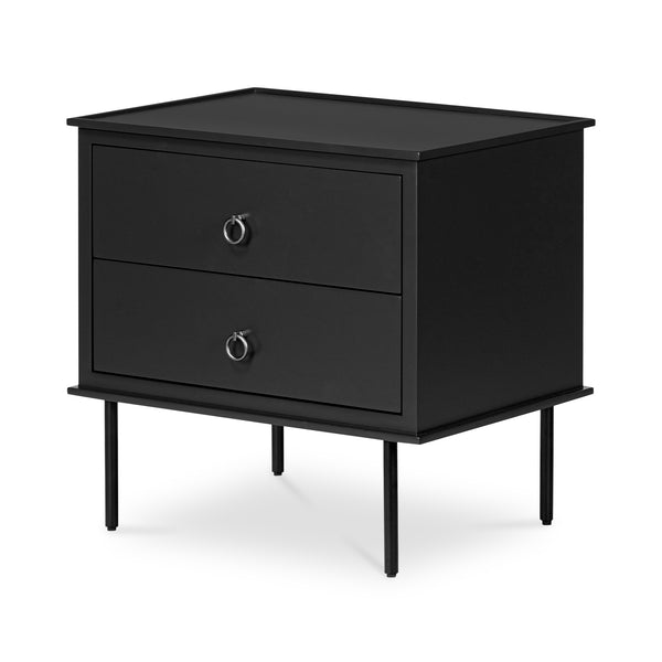 Moe's Home Reagan Nightstand - Elegant 3-drawer Design With Classic Knock-style Handles And Modern Craftsmanship Black Mdf & Acacia Top & Frame,Mdf Sides & Drawer Ju-1006-02