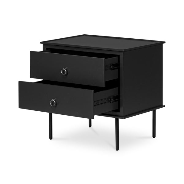 Moe's Home Reagan Nightstand - Elegant 3-drawer Design With Classic Knock-style Handles And Modern Craftsmanship Black Mdf & Acacia Top & Frame,Mdf Sides & Drawer Ju-1006-02