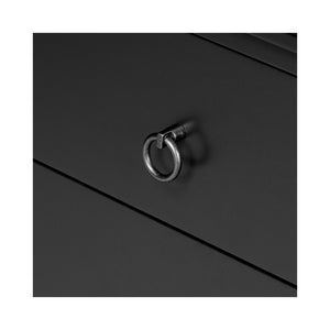 Moe's Home Reagan Nightstand - Elegant 3-drawer Design With Classic Knock-style Handles And Modern Craftsmanship Black Mdf & Acacia Top & Frame,Mdf Sides & Drawer Ju-1006-02