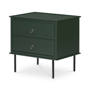 Moe's Home Reagan Nightstand - Elegant 3-drawer Design With Classic Knock-style Handles And Modern Craftsmanship Green Mdf & Acacia Top & Frame,Mdf Sides & Drawer Ju-1006-27