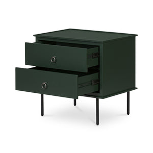 Moe's Home Reagan Nightstand - Elegant 3-drawer Design With Classic Knock-style Handles And Modern Craftsmanship Green Mdf & Acacia Top & Frame,Mdf Sides & Drawer Ju-1006-27