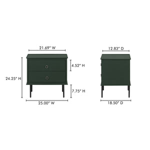 Moe's Home Reagan Nightstand - Elegant 3-drawer Design With Classic Knock-style Handles And Modern Craftsmanship Green Mdf & Acacia Top & Frame,Mdf Sides & Drawer Ju-1006-27