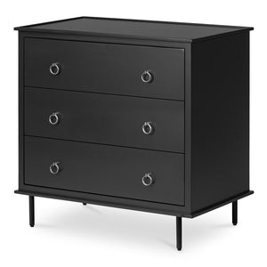 Moe's Home Reagan Nightstand - Elegant 3-drawer Design With Classic Knock-style Handles And Modern Craftsmanship Black Mdf & Acacia Top & Frame,Mdf Sides & Drawer Ju-1007-02