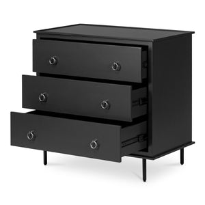Moe's Home Reagan Nightstand - Elegant 3-drawer Design With Classic Knock-style Handles And Modern Craftsmanship Black Mdf & Acacia Top & Frame,Mdf Sides & Drawer Ju-1007-02