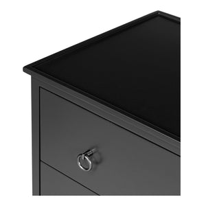 Moe's Home Reagan Nightstand - Elegant 3-drawer Design With Classic Knock-style Handles And Modern Craftsmanship Black Mdf & Acacia Top & Frame,Mdf Sides & Drawer Ju-1007-02