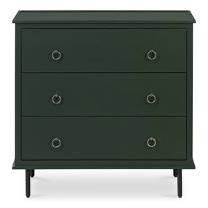 Moe's Home Reagan Nightstand - Elegant 3-drawer Design With Classic Knock-style Handles And Modern Craftsmanship Green Mdf & Acacia Top & Frame,Mdf Sides & Drawer Ju-1007-27