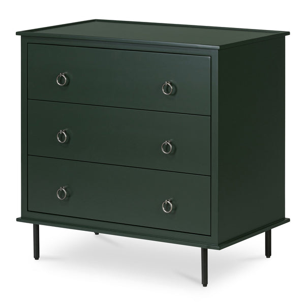 Moe's Home Reagan Nightstand - Elegant 3-drawer Design With Classic Knock-style Handles And Modern Craftsmanship Green Mdf & Acacia Top & Frame,Mdf Sides & Drawer Ju-1007-27