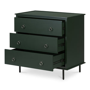 Moe's Home Reagan Nightstand - Elegant 3-drawer Design With Classic Knock-style Handles And Modern Craftsmanship Green Mdf & Acacia Top & Frame,Mdf Sides & Drawer Ju-1007-27