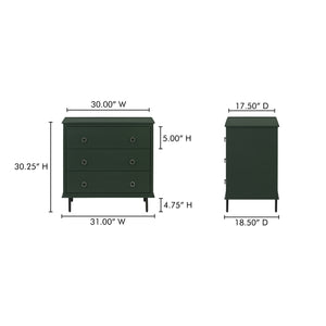 Moe's Home Reagan Nightstand - Elegant 3-drawer Design With Classic Knock-style Handles And Modern Craftsmanship Green Mdf & Acacia Top & Frame,Mdf Sides & Drawer Ju-1007-27