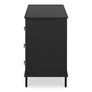 Moe's Home Reagan Dresser - Elegant 6-drawer Storage Solution With Traditional Knock-style Handles & Soft Close Black Mdf & Acacia Top & Frame,Mdf Sides & Drawer Ju-1008-02