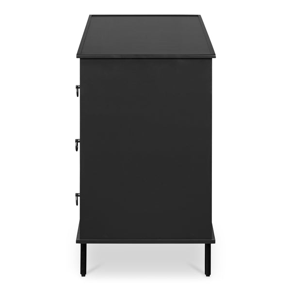 Moe's Home Reagan Dresser - Elegant 6-drawer Storage Solution With Traditional Knock-style Handles & Soft Close Black Mdf & Acacia Top & Frame,Mdf Sides & Drawer Ju-1008-02