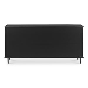 Moe's Home Reagan Dresser - Elegant 6-drawer Storage Solution With Traditional Knock-style Handles & Soft Close Black Mdf & Acacia Top & Frame,Mdf Sides & Drawer Ju-1008-02