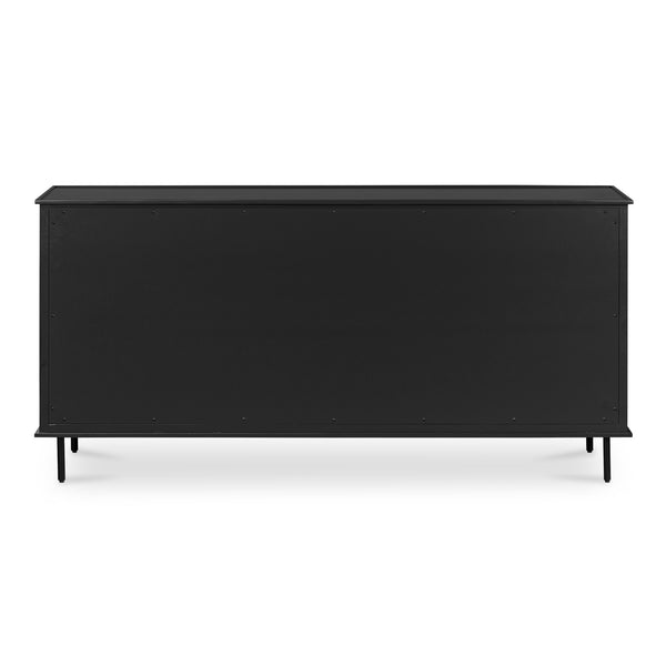 Moe's Home Reagan Dresser - Elegant 6-drawer Storage Solution With Traditional Knock-style Handles & Soft Close Black Mdf & Acacia Top & Frame,Mdf Sides & Drawer Ju-1008-02
