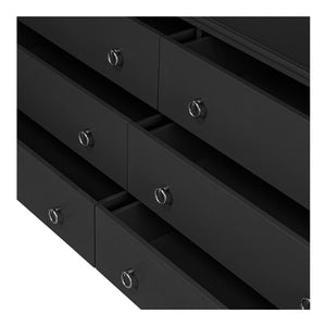 Moe's Home Reagan Dresser - Elegant 6-drawer Storage Solution With Traditional Knock-style Handles & Soft Close Black Mdf & Acacia Top & Frame,Mdf Sides & Drawer Ju-1008-02