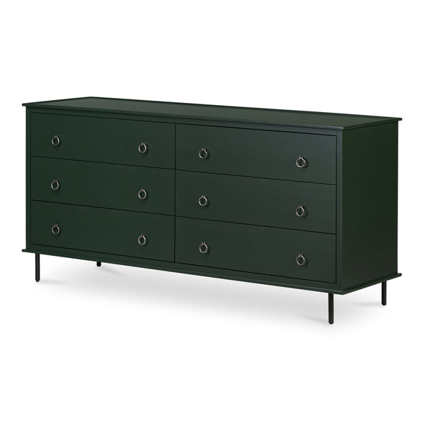 Moe's Home Reagan Dresser - Elegant 6-drawer Storage Solution With Traditional Knock-style Handles & Soft Close Green Mdf & Acacia Top & Frame,Mdf Sides & Drawer Ju-1008-27