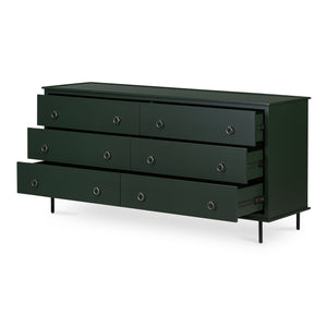 Moe's Home Reagan Dresser - Elegant 6-drawer Storage Solution With Traditional Knock-style Handles & Soft Close Green Mdf & Acacia Top & Frame,Mdf Sides & Drawer Ju-1008-27