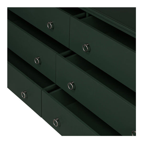Moe's Home Reagan Dresser - Elegant 6-drawer Storage Solution With Traditional Knock-style Handles & Soft Close Green Mdf & Acacia Top & Frame,Mdf Sides & Drawer Ju-1008-27