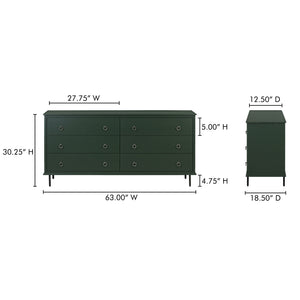 Moe's Home Reagan Dresser - Elegant 6-drawer Storage Solution With Traditional Knock-style Handles & Soft Close Green Mdf & Acacia Top & Frame,Mdf Sides & Drawer Ju-1008-27